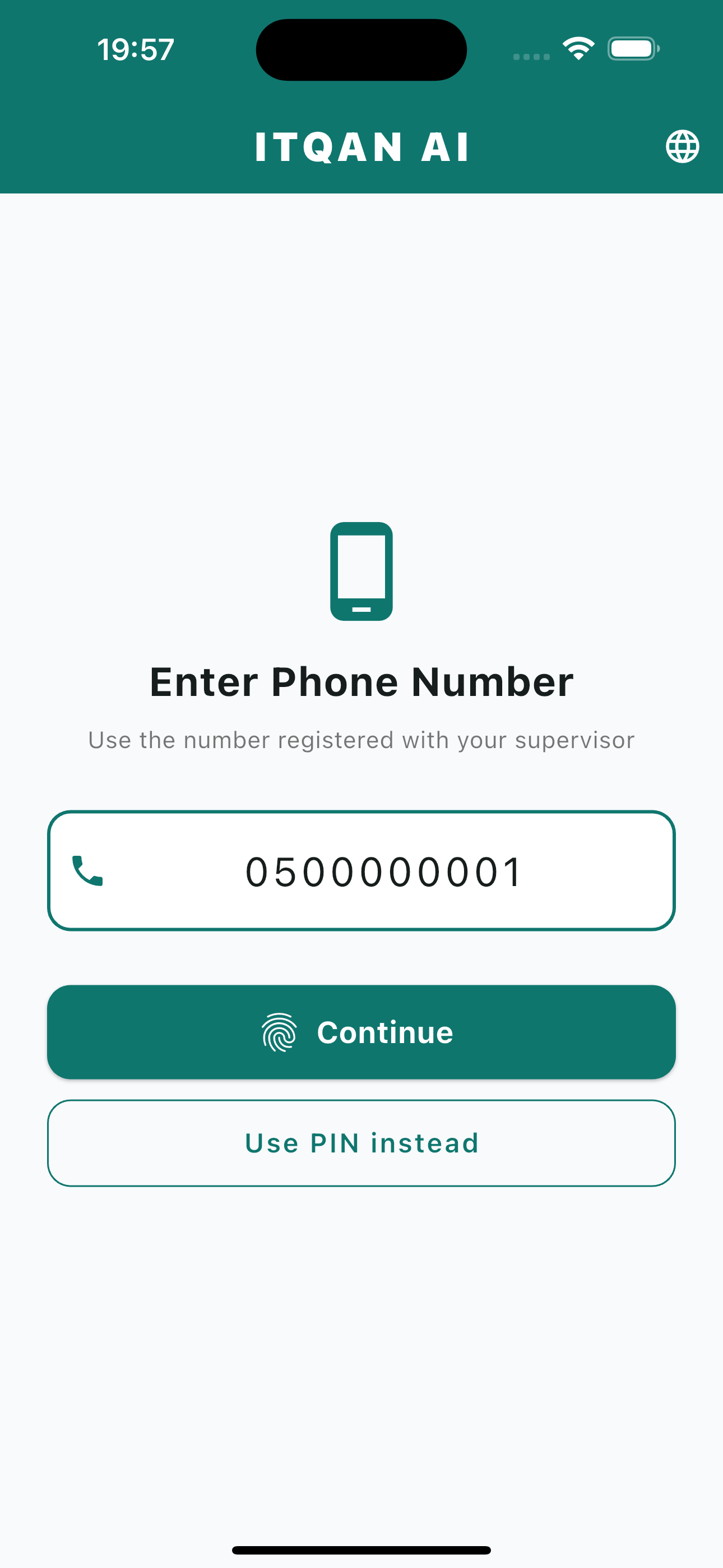 Worker App — Phone login